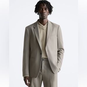 Zara NWT Greenish Textured Suit Jacket size US 38